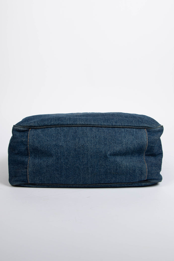 90s Chanel CC Denim Large Top Handle Bag