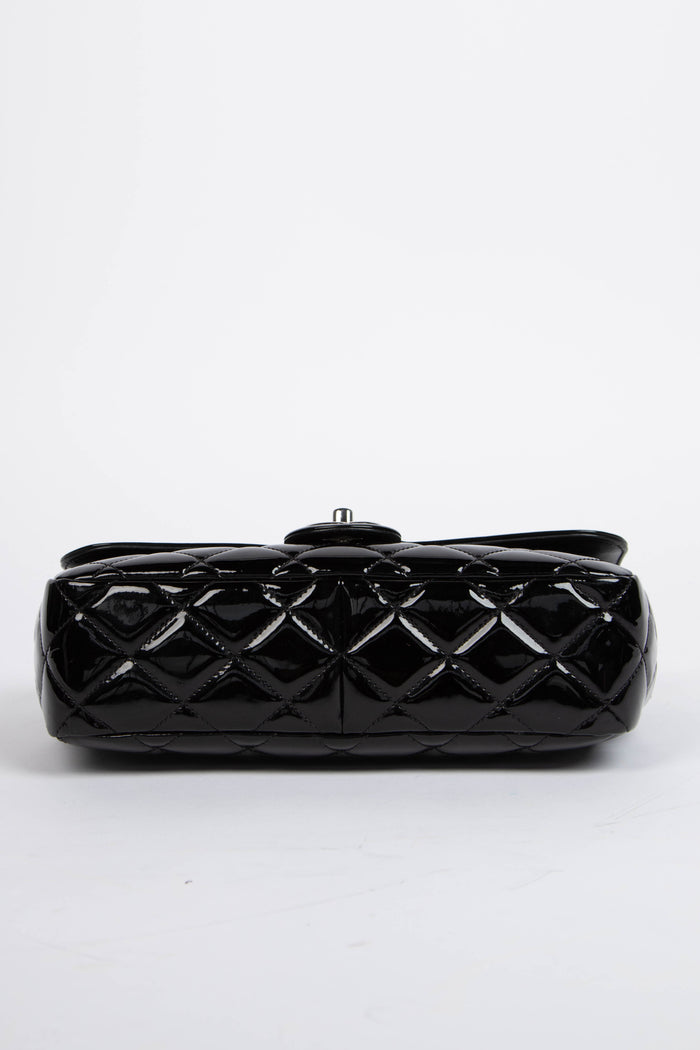2010s Chanel Black Patent Leather Coco Shine Medium  Flap Shoulder Bag