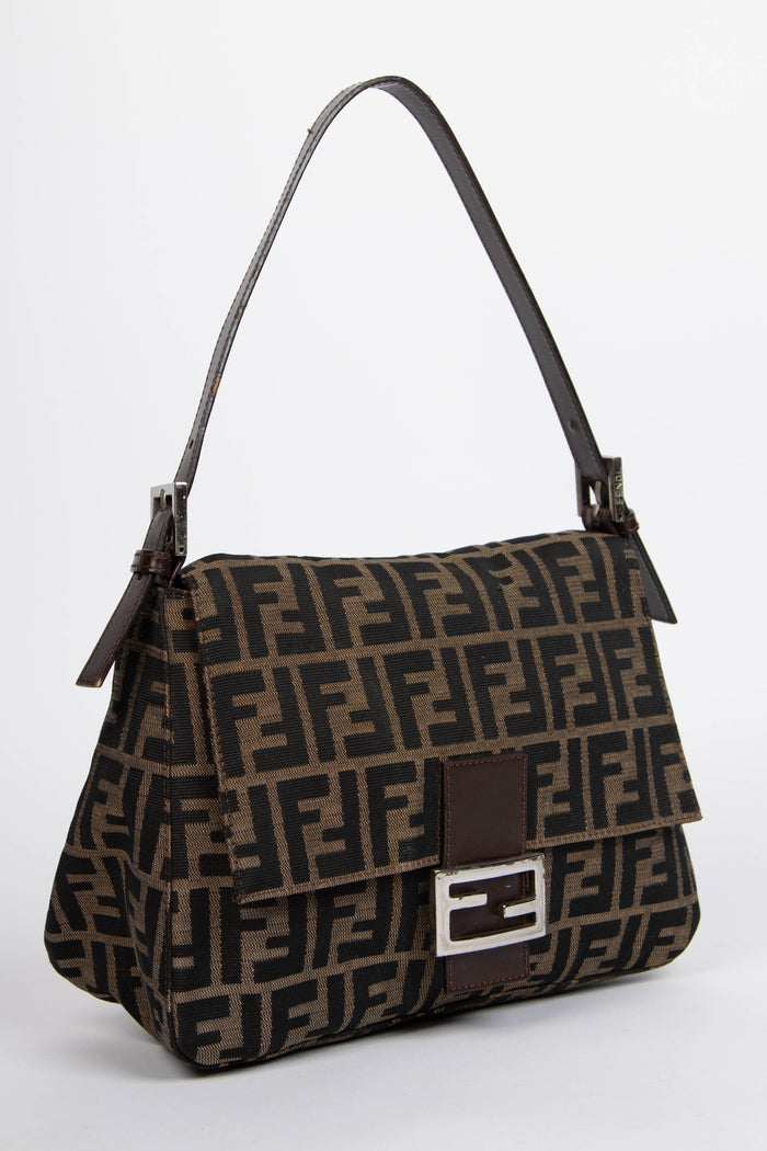 Vintage Fendi Zucca Canvas Mamma Baguette Shoulder Bag