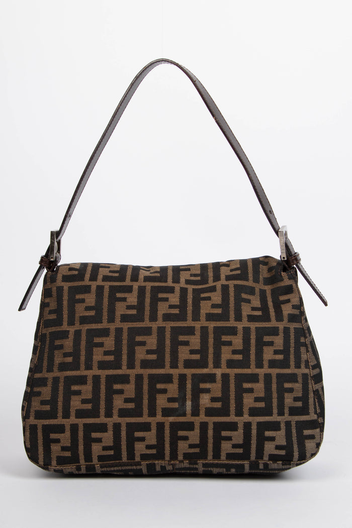 Vintage Fendi Zucca Canvas Mamma Baguette Shoulder Bag