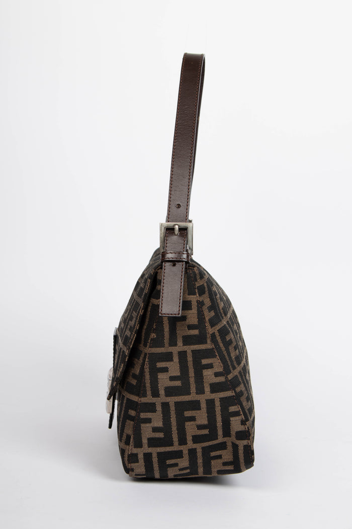 Vintage Fendi Zucca Canvas Mamma Baguette Shoulder Bag