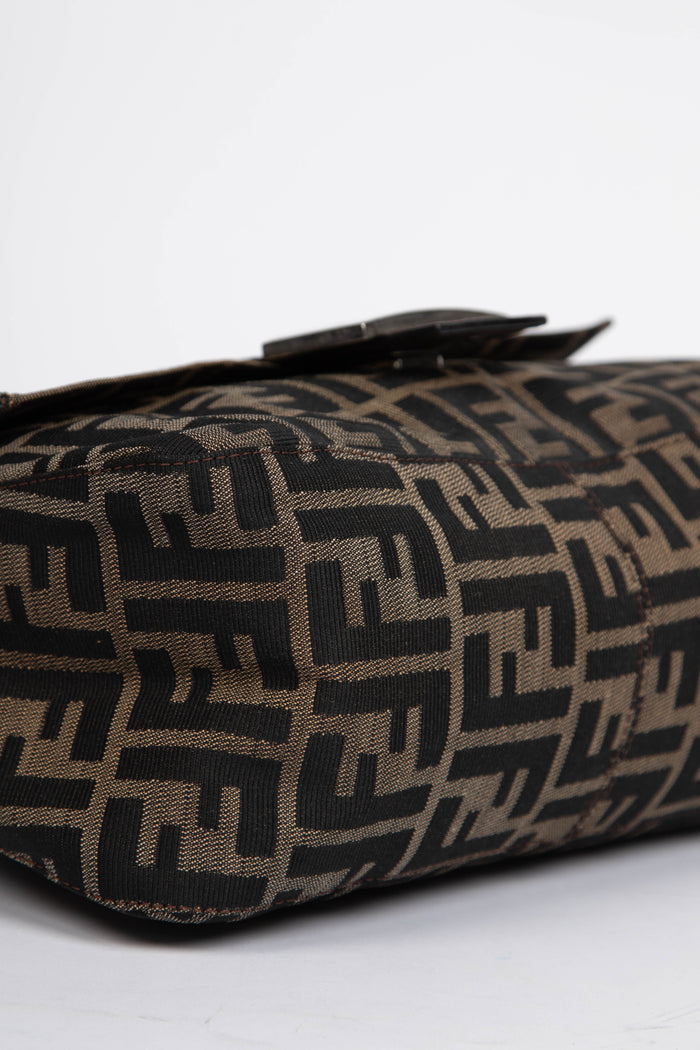 Vintage Fendi Zucca Canvas Mamma Baguette Shoulder Bag