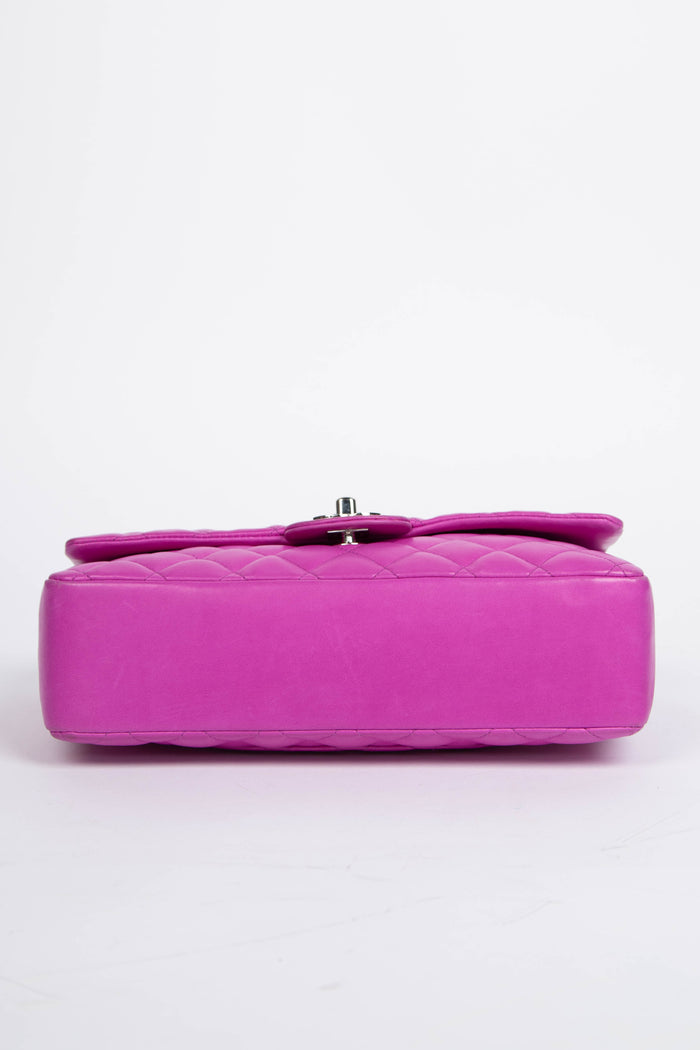2000s Chanel Purple Lambskin Valentines Single Flap Shoulder Bag