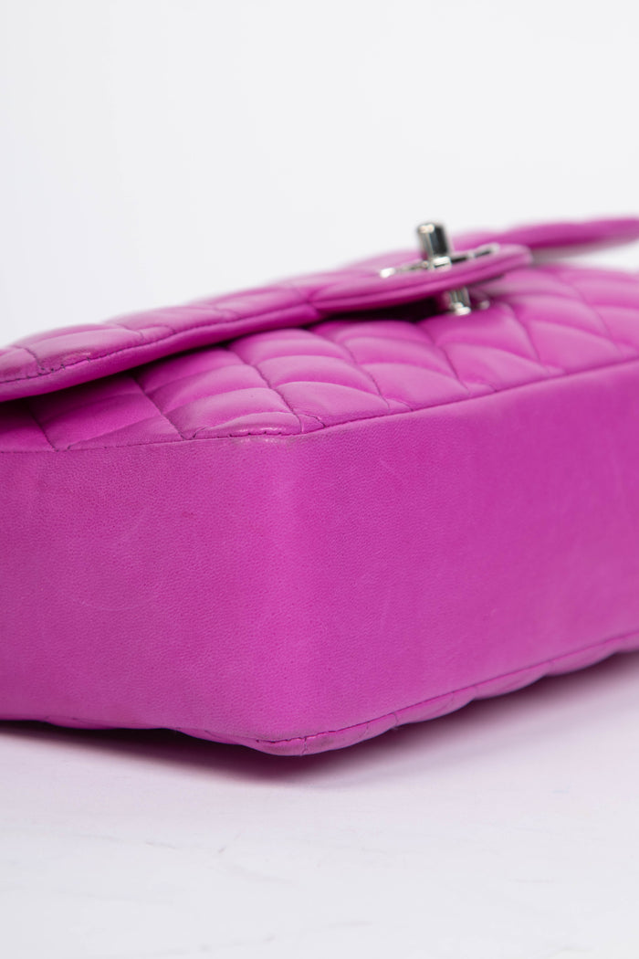 2000s Chanel Purple Lambskin Valentines Single Flap Shoulder Bag