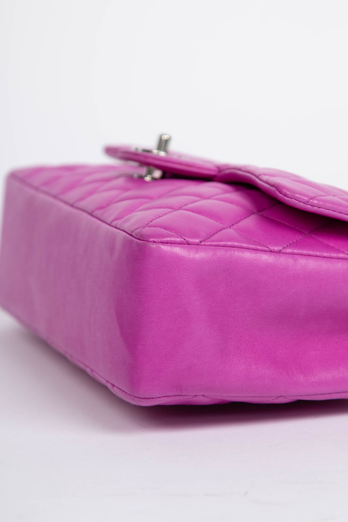 2000s Chanel Purple Lambskin Valentines Single Flap Shoulder Bag