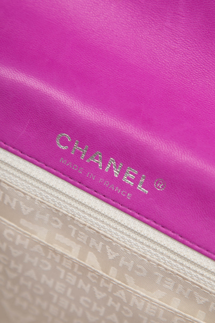 2000s Chanel Purple Lambskin Valentines Single Flap Shoulder Bag