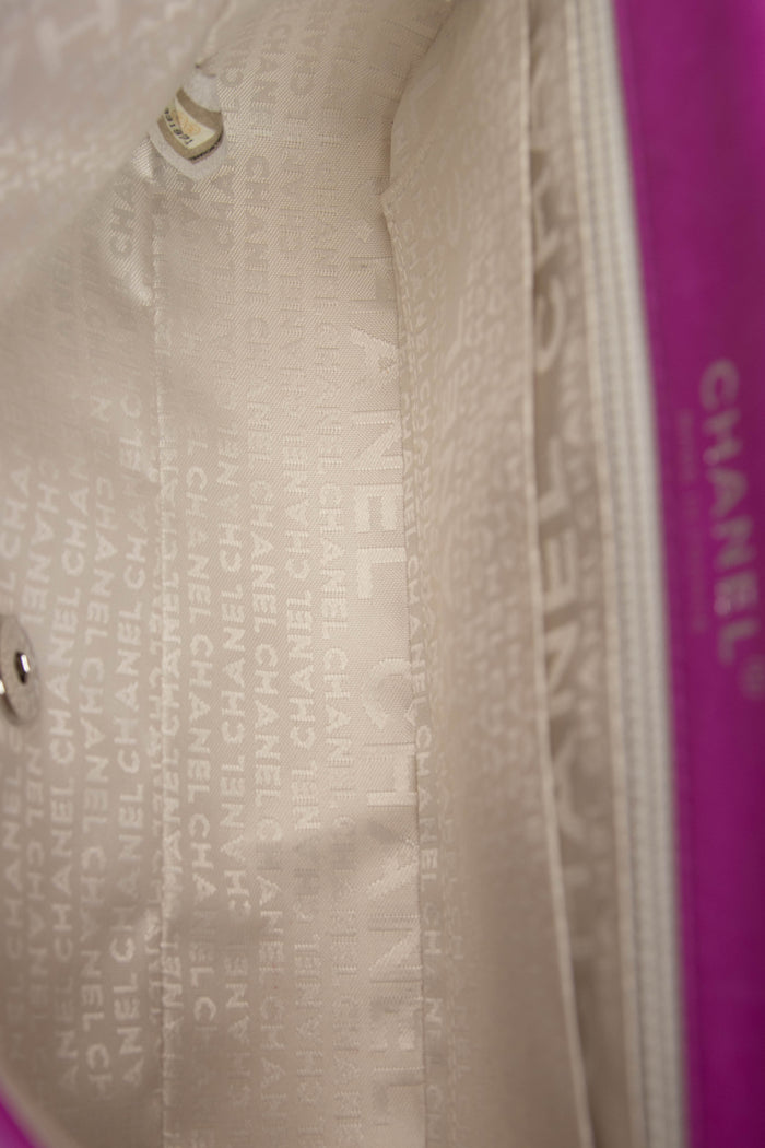 2000s Chanel Purple Lambskin Valentines Single Flap Shoulder Bag