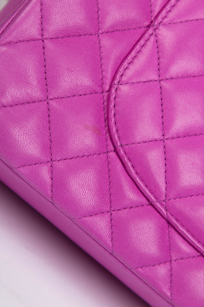 2000s Chanel Purple Lambskin Valentines Single Flap Shoulder Bag
