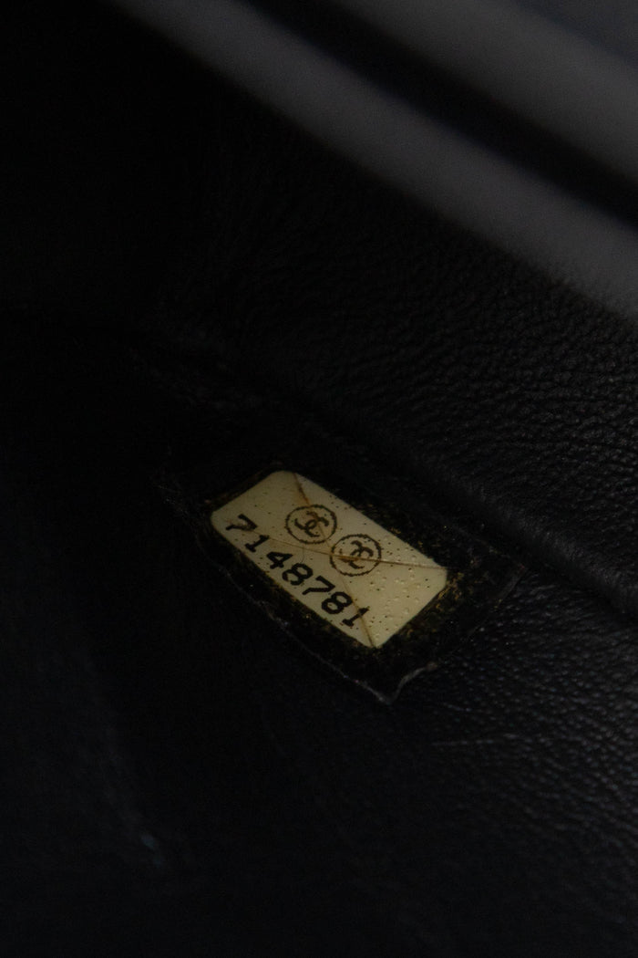 Vintage Chanel Black Calfskin Leather Chocolate Bar Flap Shoulder Bag
