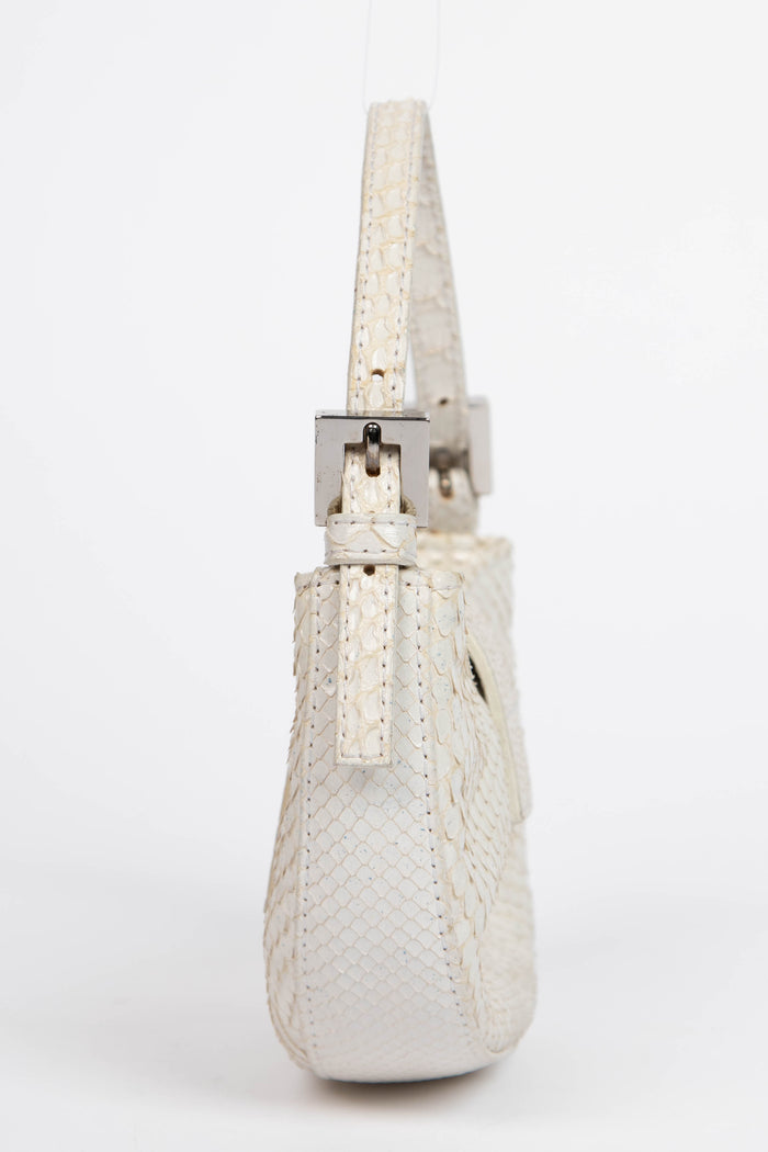 RARE 2000s Fendi White Python Mini Croissant Top Handle Bag