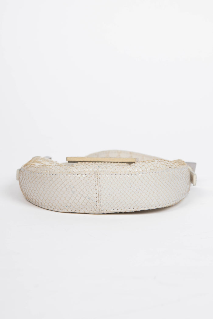 RARE 2000s Fendi White Python Mini Croissant Top Handle Bag