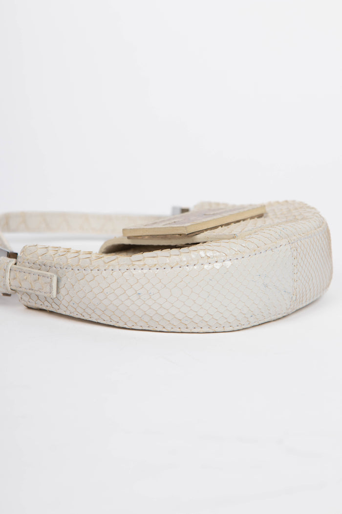RARE 2000s Fendi White Python Mini Croissant Top Handle Bag