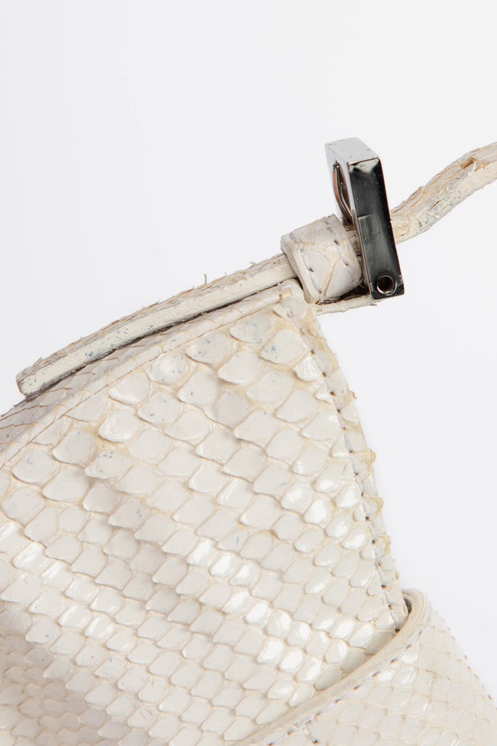 RARE 2000s Fendi White Python Mini Croissant Top Handle Bag