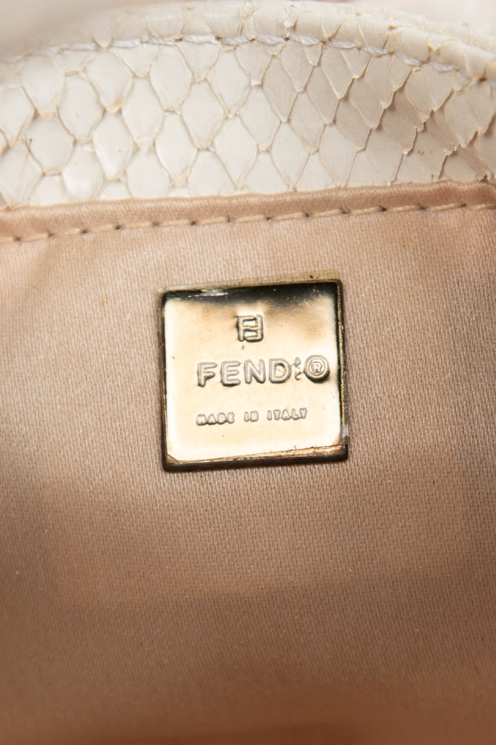 RARE 2000s Fendi White Python Mini Croissant Top Handle Bag