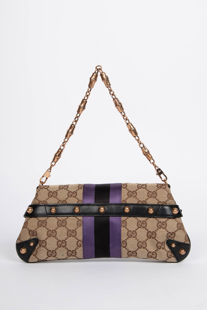 RARE Vintage Gucci GG Classic Monogram Horsebit Shoulder Bag