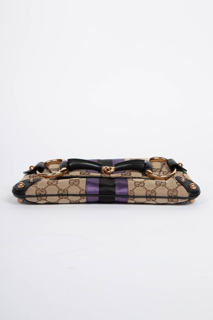 RARE Vintage Gucci GG Classic Monogram Horsebit Shoulder Bag