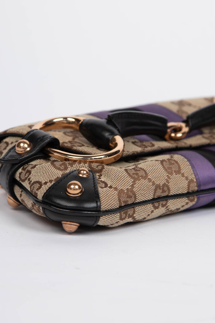 RARE Vintage Gucci GG Classic Monogram Horsebit Shoulder Bag