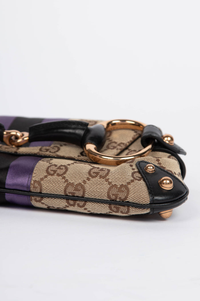 RARE Vintage Gucci GG Classic Monogram Horsebit Shoulder Bag