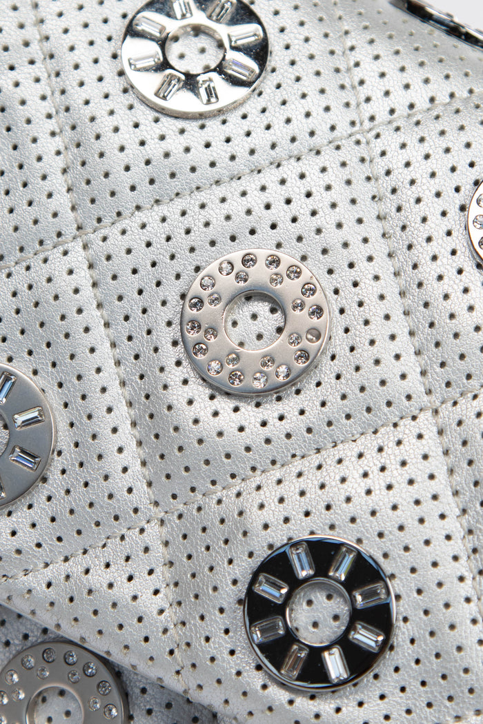 RARE 2010s Chanel Paris-Dubai Silver Perforated Medium Flap Bag