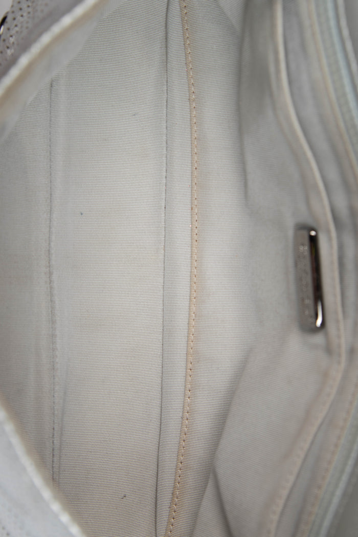 RARE 2010s Chanel Paris-Dubai Silver Perforated Medium Flap Bag