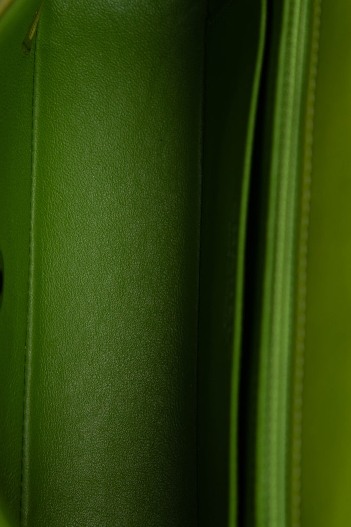 RARE 2010s Chanel Green Velvet Mini Rectangular Single Flap Bag