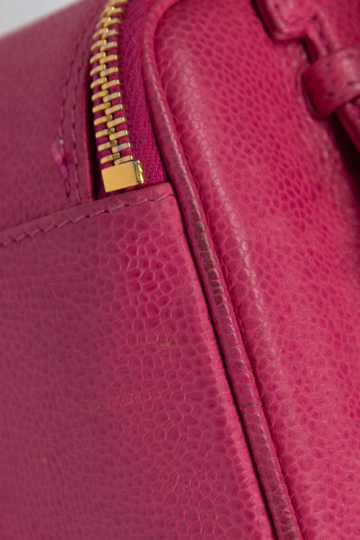 90s Chanel Pink Caviar Leather Mini Vanity Case