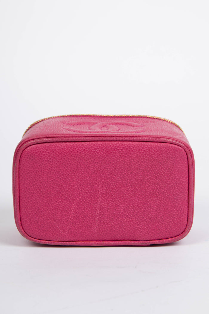 90s Chanel Pink Caviar Leather Mini Vanity Case