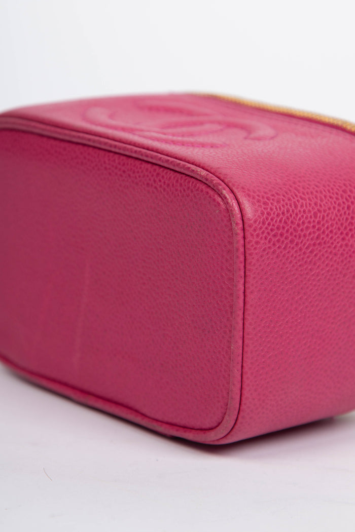 90s Chanel Pink Caviar Leather Mini Vanity Case
