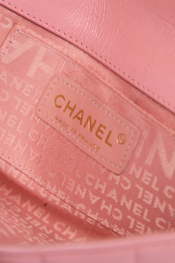 2000s Chanel Pink Lambskin Leather Mini Camellia Chocolate Bar Crossbody Bag