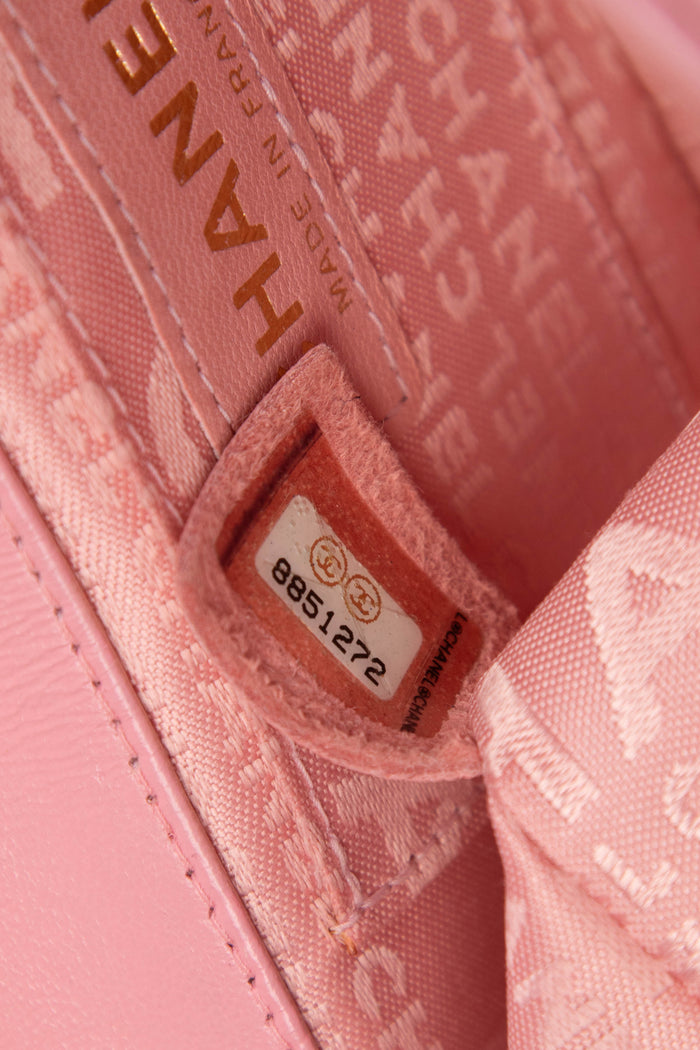 2000s Chanel Pink Lambskin Leather Mini Camellia Chocolate Bar Crossbody Bag