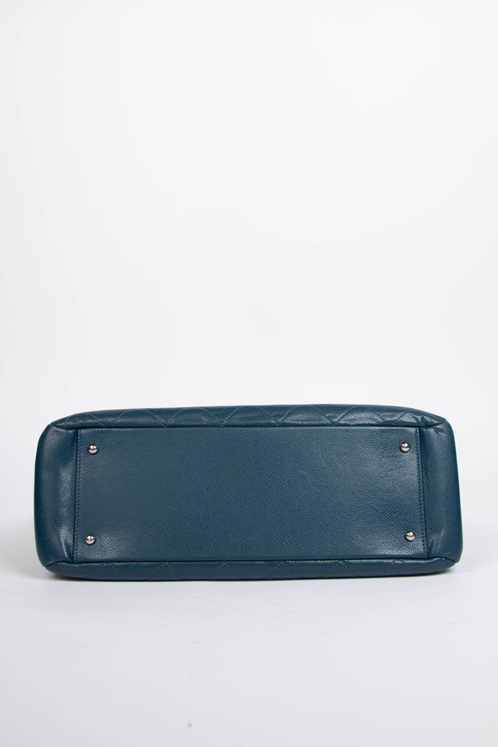2010s Chanel Blue Caviar Leather Shopper Tote Bag
