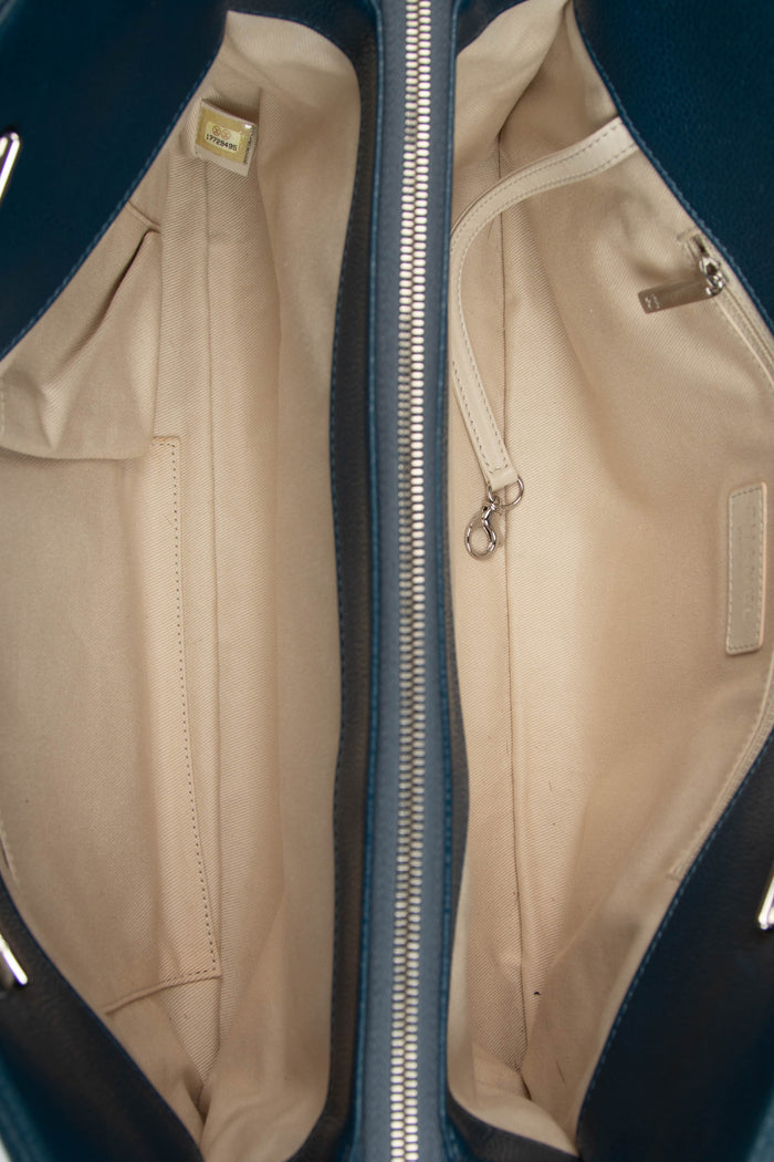 2010s Chanel Blue Caviar Leather Shopper Tote Bag