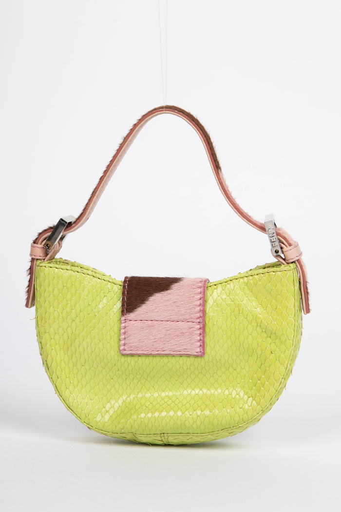 RARE Vintage Fendi Green Python Mini Croissant Top Handle Bag