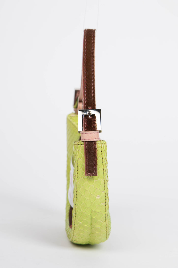 RARE Vintage Fendi Green Python Mini Croissant Top Handle Bag