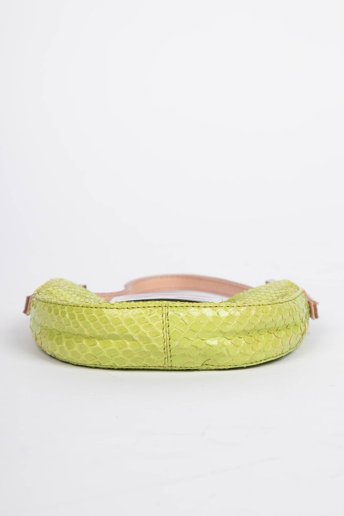 RARE Vintage Fendi Green Python Mini Croissant Top Handle Bag