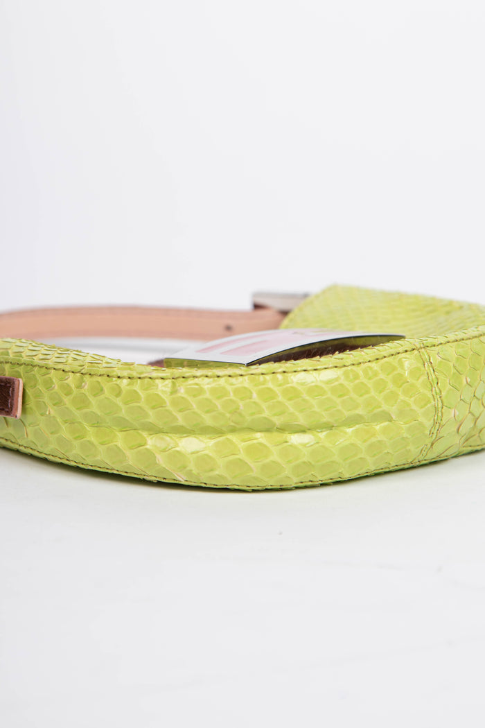 RARE Vintage Fendi Green Python Mini Croissant Top Handle Bag