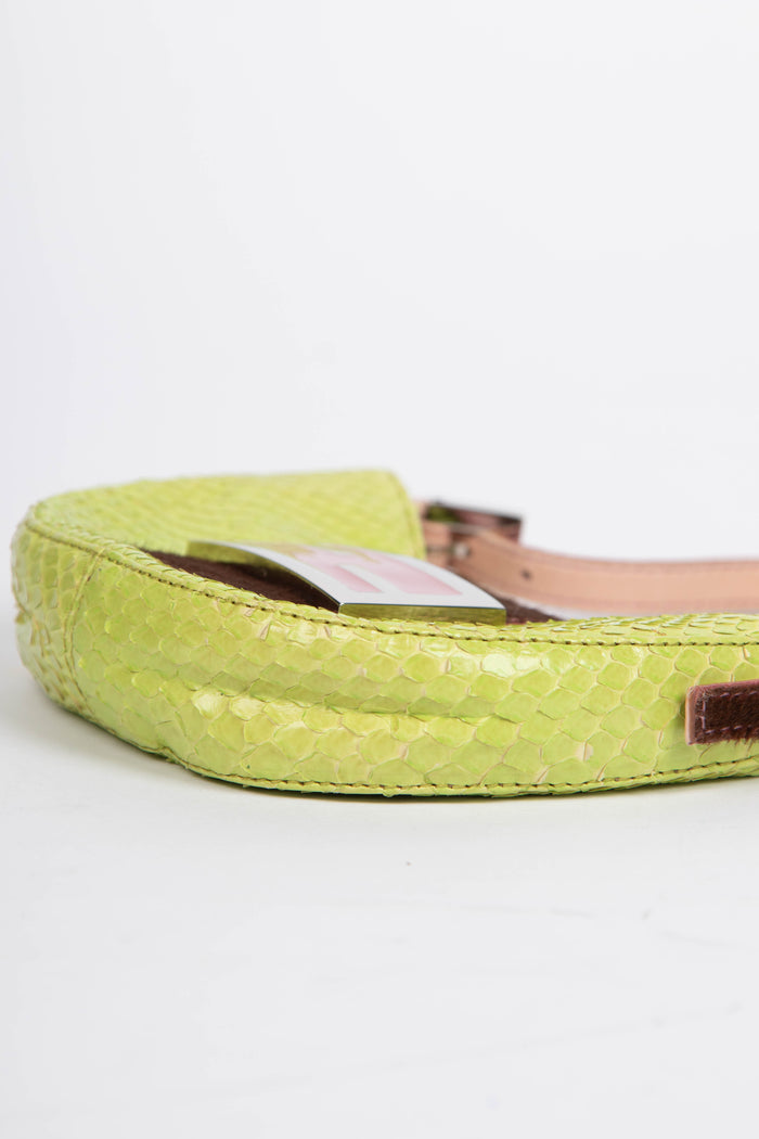 RARE Vintage Fendi Green Python Mini Croissant Top Handle Bag