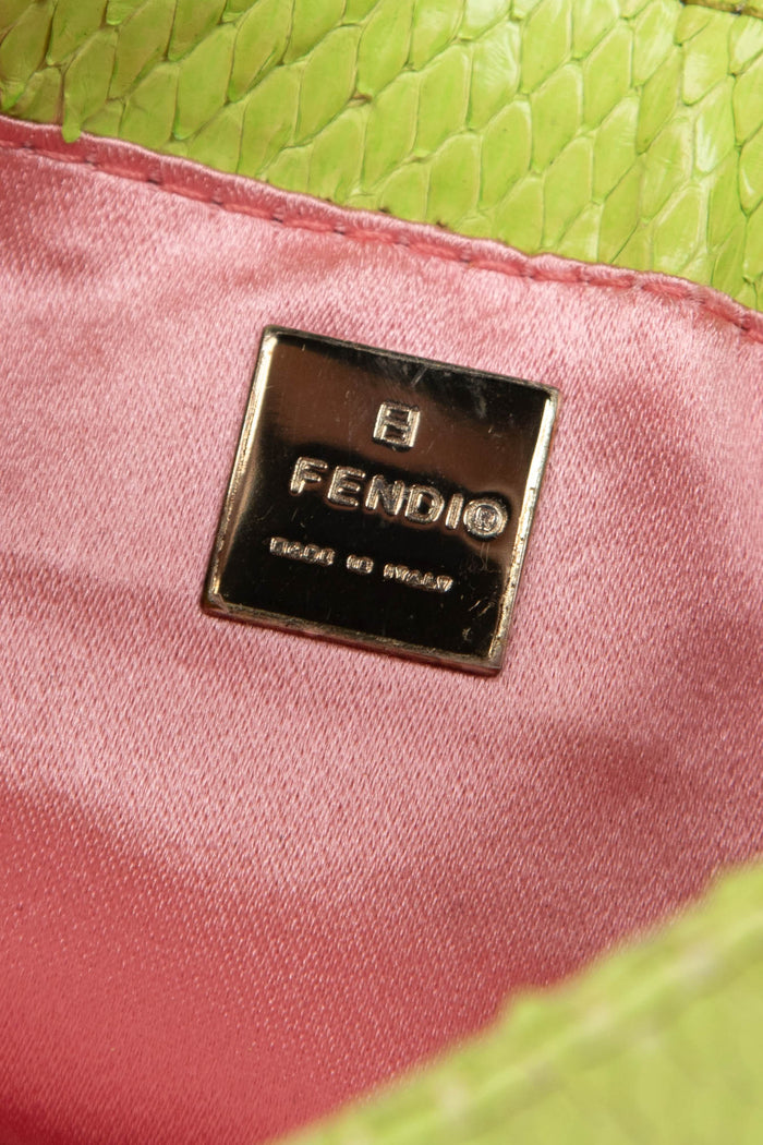 RARE Vintage Fendi Green Python Mini Croissant Top Handle Bag
