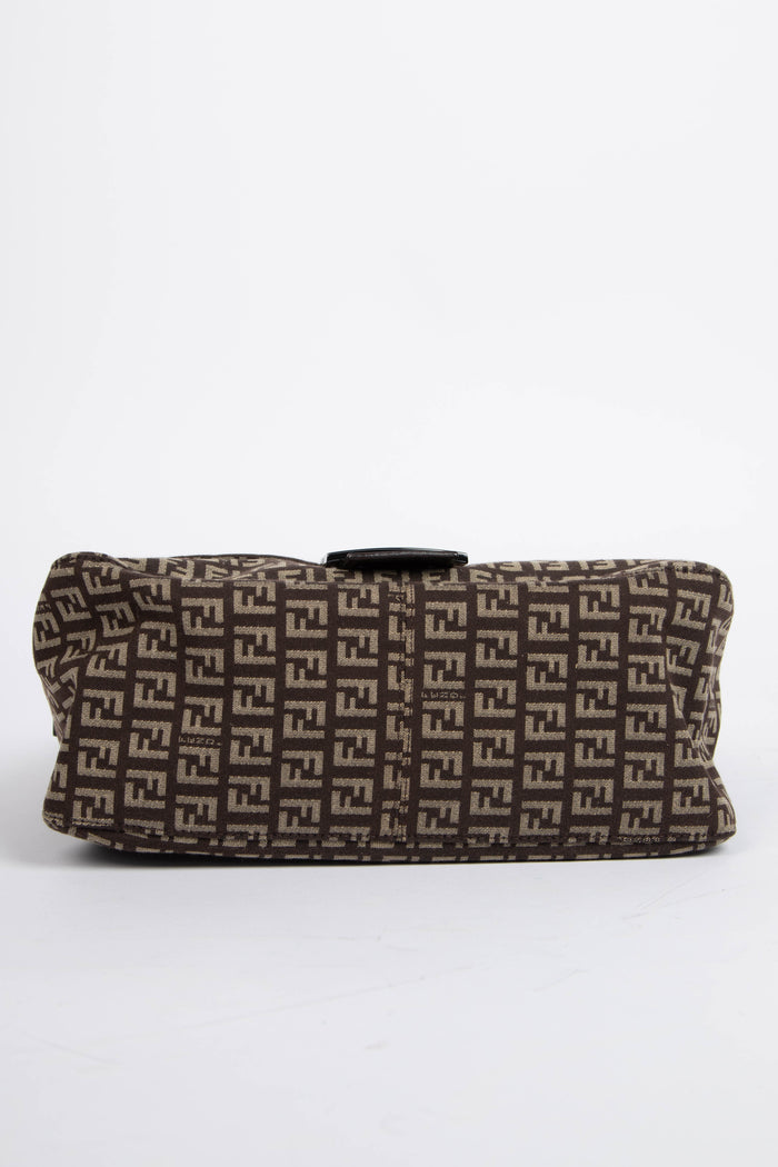 Vintage Fendi Brown Zucchino Mamma Baguette Shoulder Bag