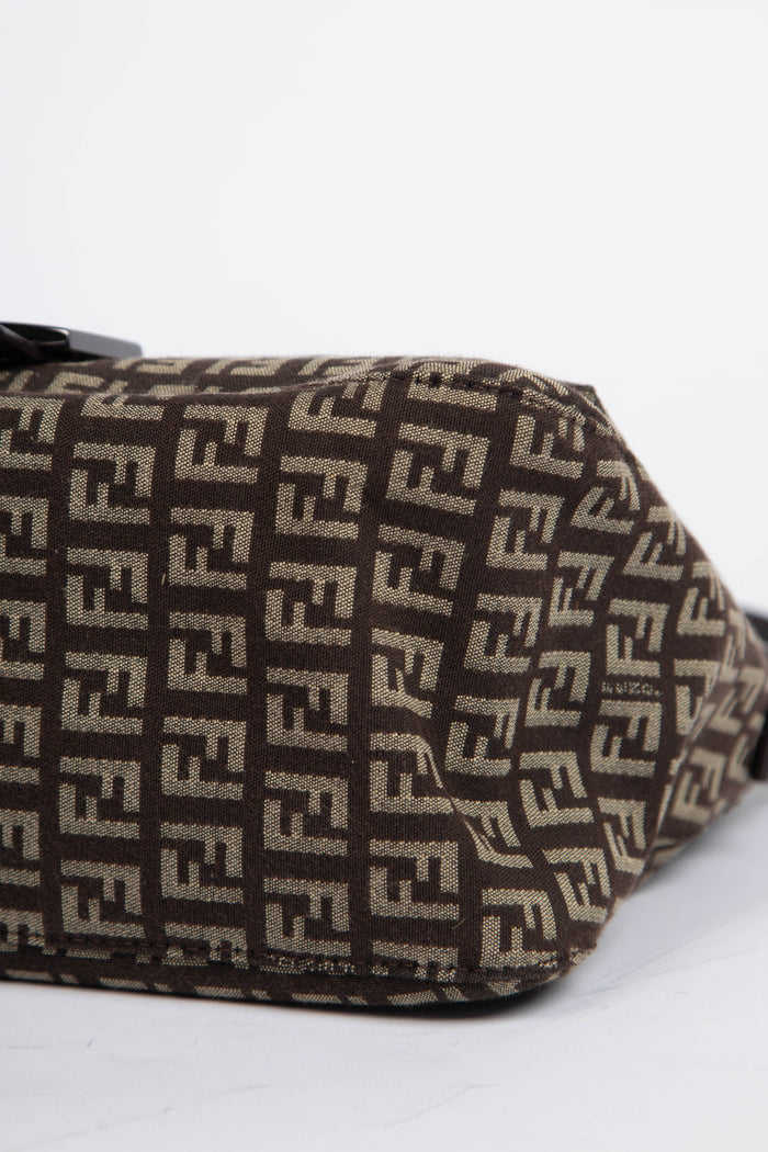 Vintage Fendi Brown Zucchino Mamma Baguette Shoulder Bag