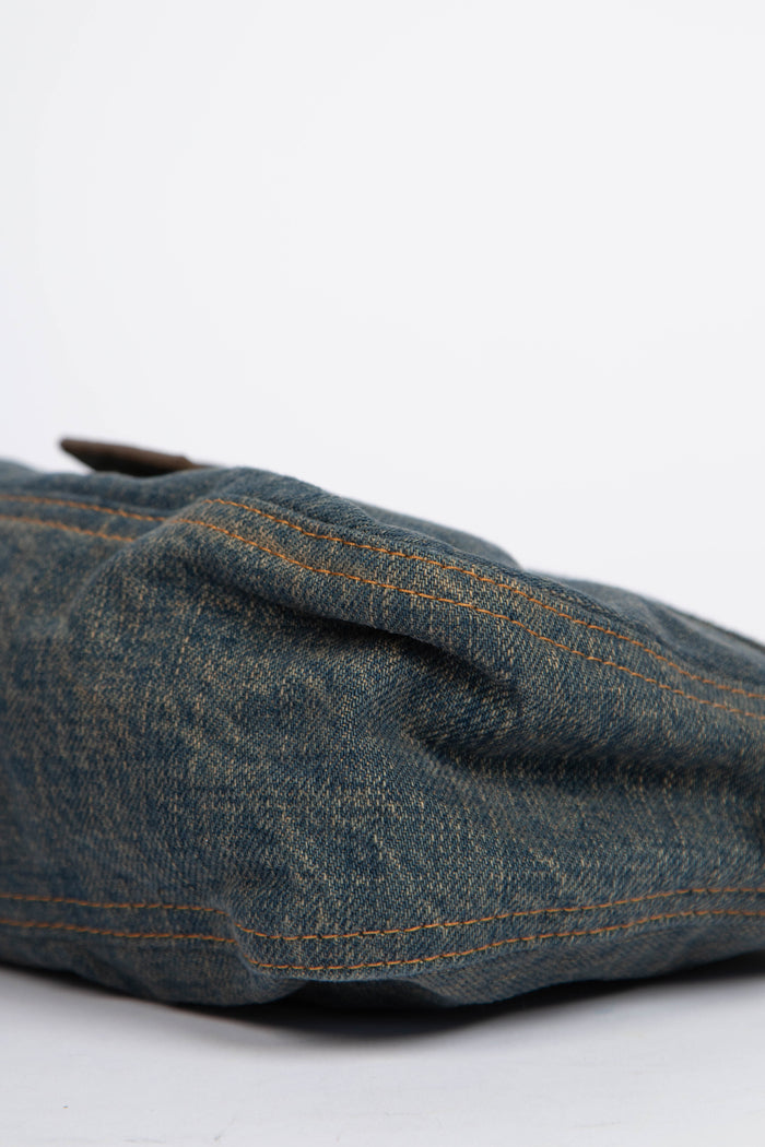 Vintage Fendi Denim and Python Shoulder Bag