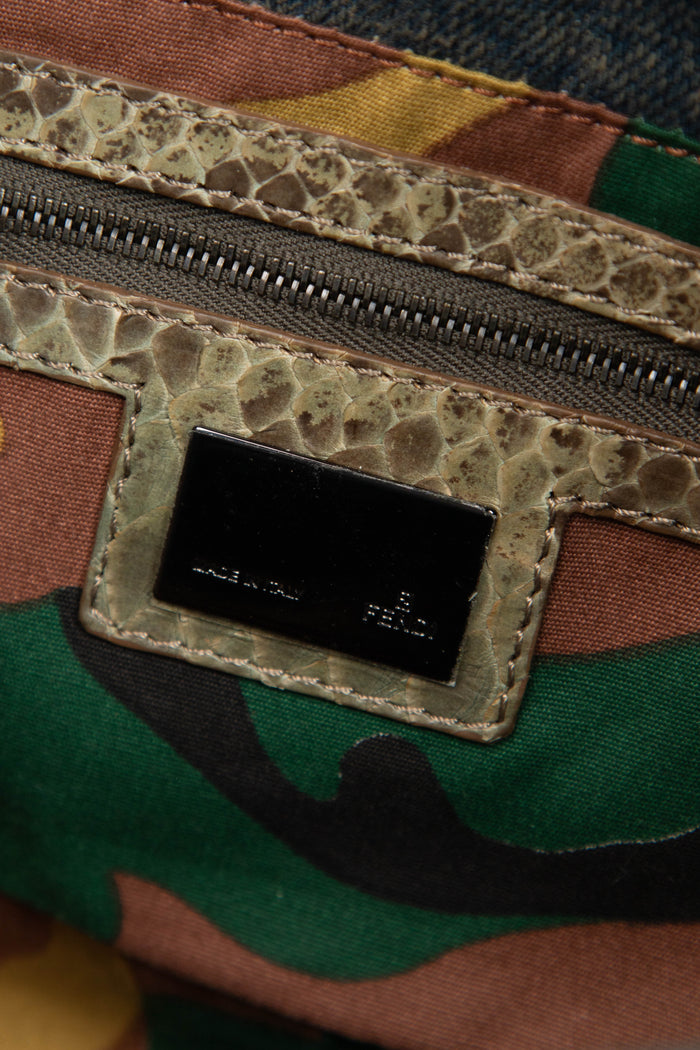 Vintage Fendi Denim and Python Shoulder Bag