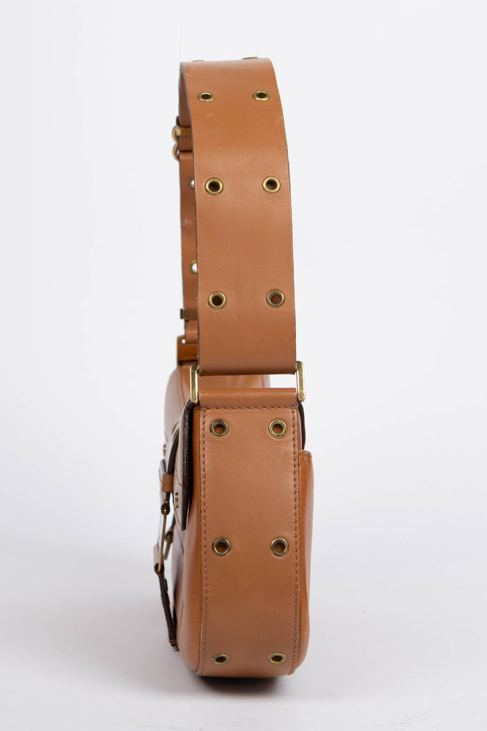 2000s Christian Dior Tan Leather Columbus Shoulder Bag
