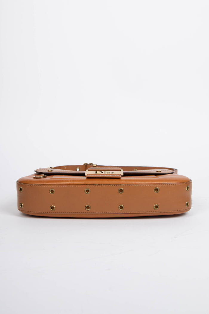 2000s Christian Dior Tan Leather Columbus Shoulder Bag