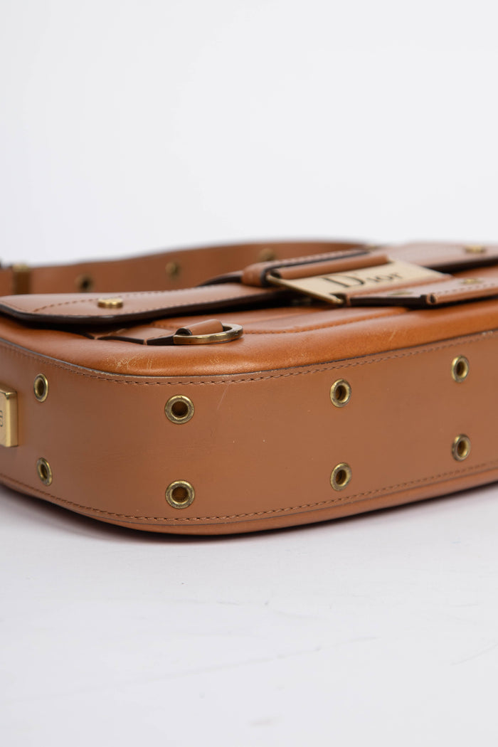 2000s Christian Dior Tan Leather Columbus Shoulder Bag