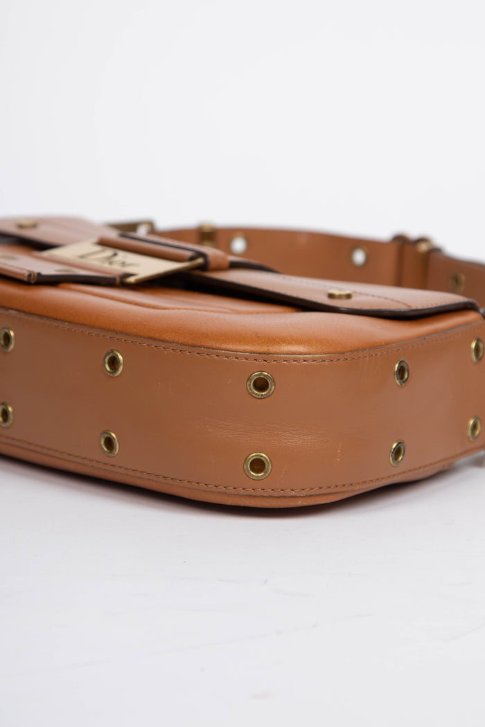 2000s Christian Dior Tan Leather Columbus Shoulder Bag