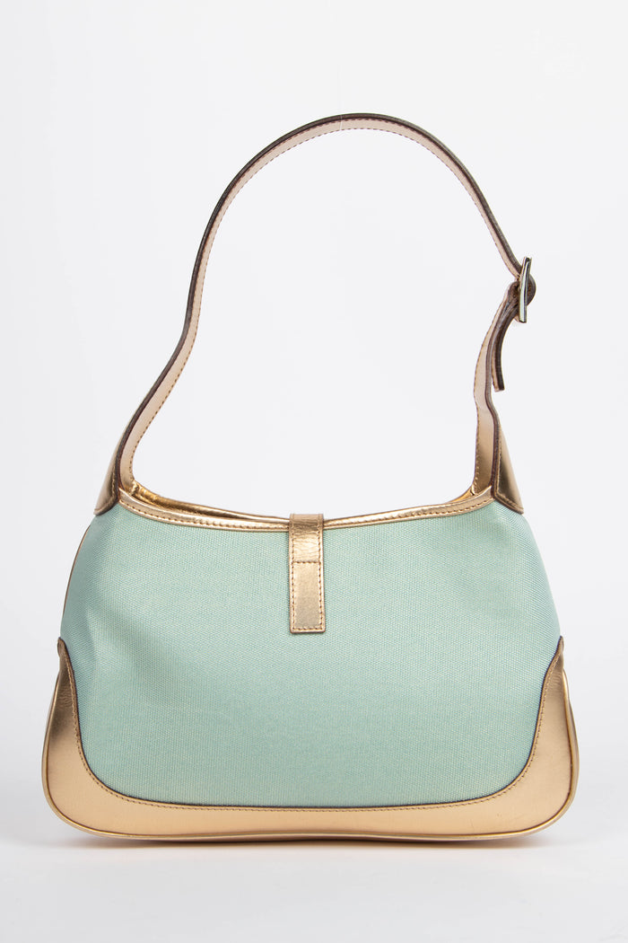 Vintage Gucci Blue Metallic Small Jackie Shoulder Bag