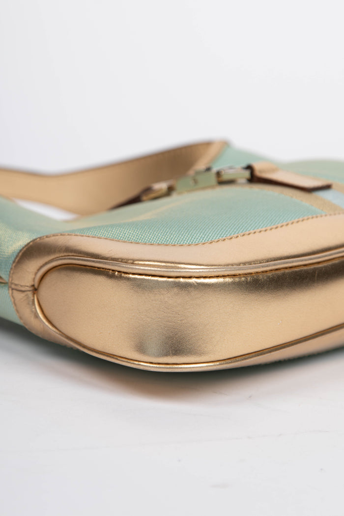 Vintage Gucci Blue Metallic Small Jackie Shoulder Bag