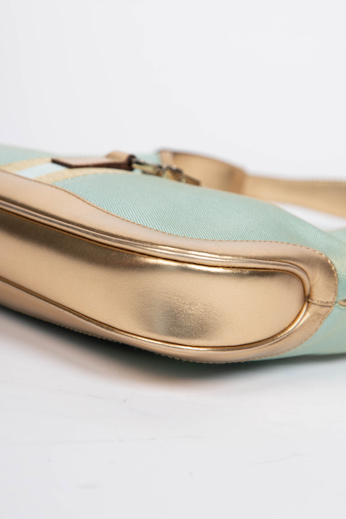 Vintage Gucci Blue Metallic Small Jackie Shoulder Bag