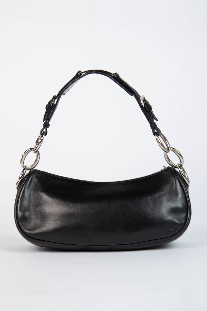 2000s Christian Dior Black Leather Shoulder Bag